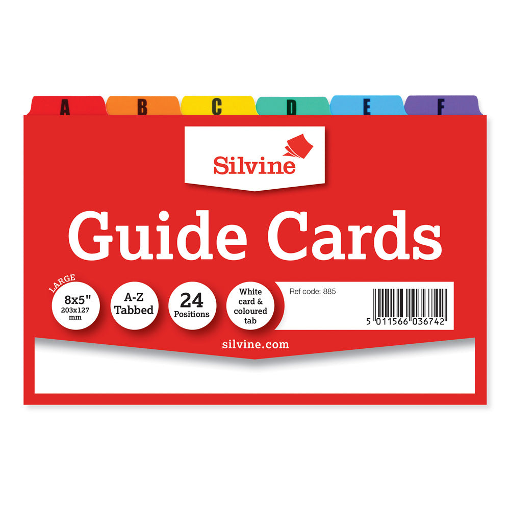 Silvine Guide Cards 8x5 A-Z Coloured Tabs - Cafe Supply