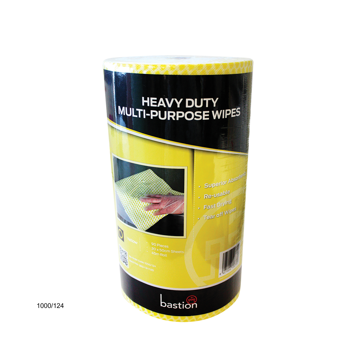 Bastion Heavy Duty Wipes on a Roll - Yellow