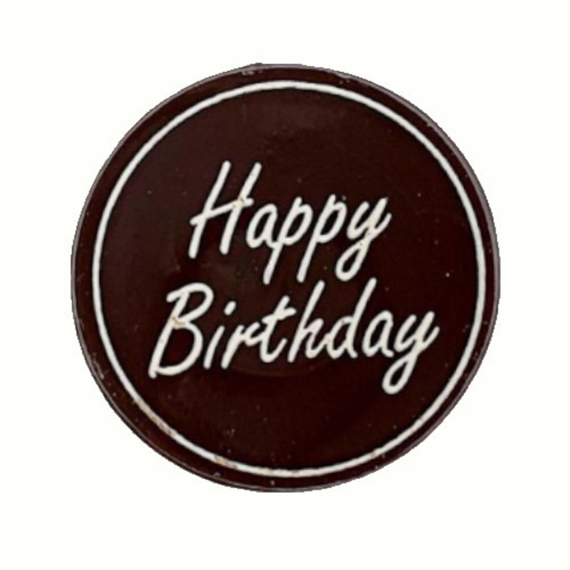 Chocolate Dark - "Happy Birthday" Round 75mm (50PK) - Cafe Supply