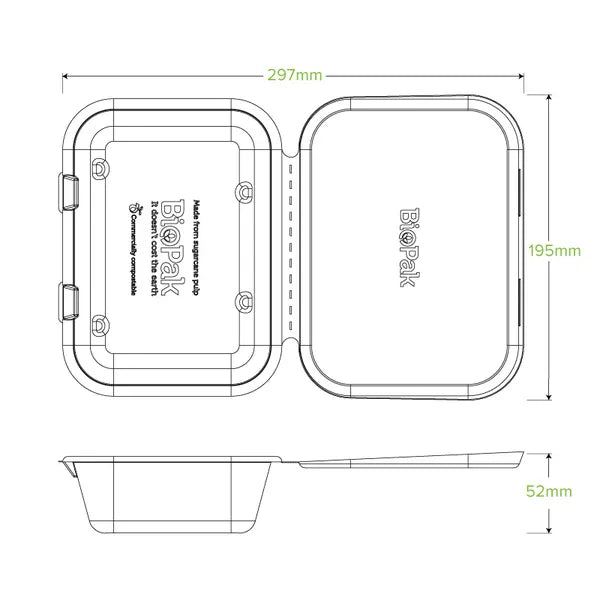 20x15x5cm / 7.5x5x1.9in Natural Plant Fibre Clamshell