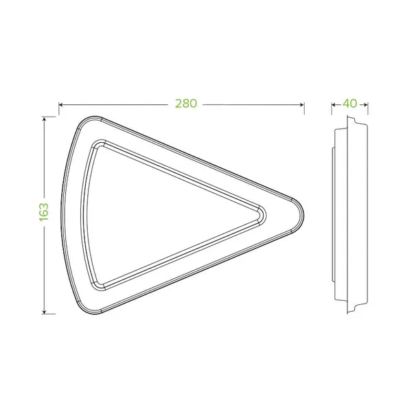 28cm x 16cm x 4cm / 9in Natural Plant Fibre Pizza Slice Clamshell