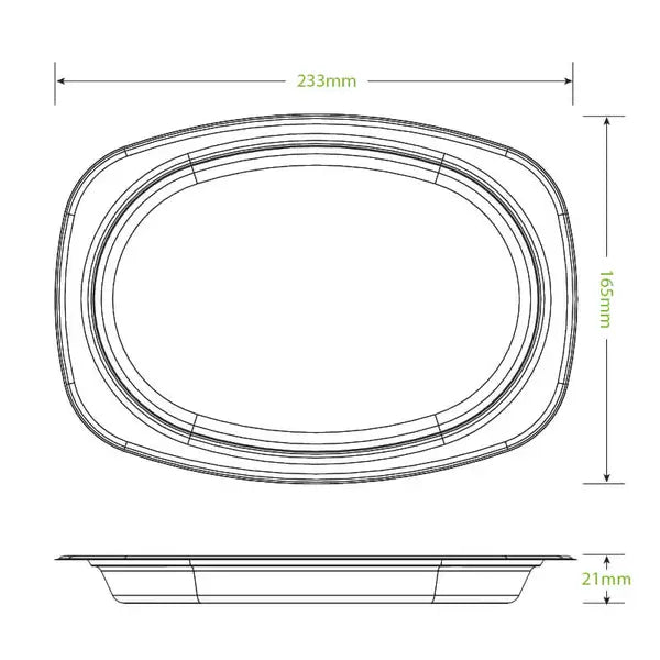 23x16cm/ 9.2x6.5" Rectangular Oval Plant Fibre Plate