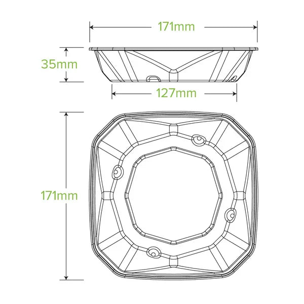 500ml Natural Plant Fibre Octa Takeaway Base