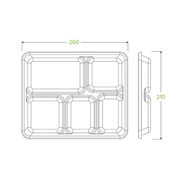 5-Compartment Plant Fibre Tray
