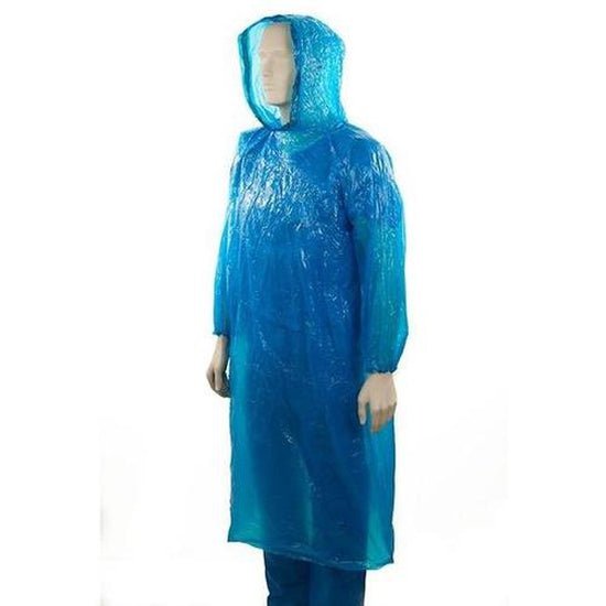 Bastion Polyethylene Full Length Splash Jacket with Hood Blue - Cafe Supply