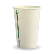 320ml / 10oz (80mm) White Green Line Single Wall BioCup - Cafe Supply