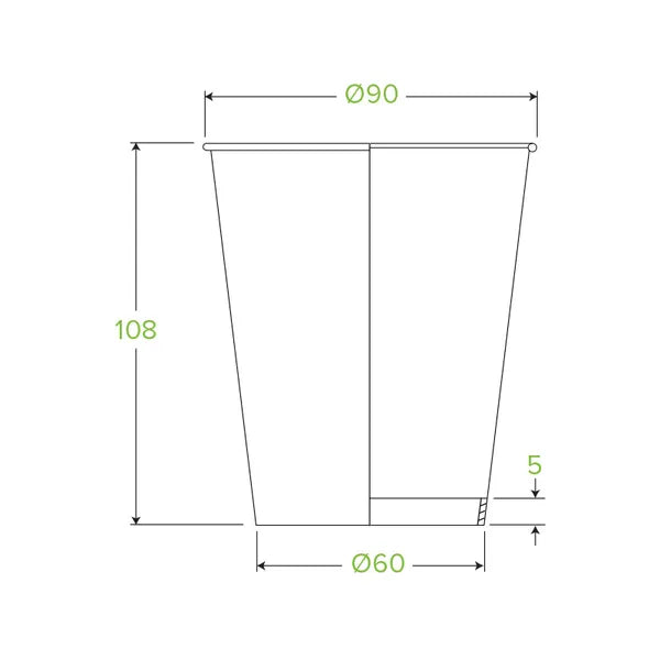 390ml / 12oz (90mm) White Single Wall BioCup - Cafe Supply