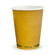 390ml / 12oz (90mm) Kraft Green Stripe Single Wall BioCup - Cafe Supply