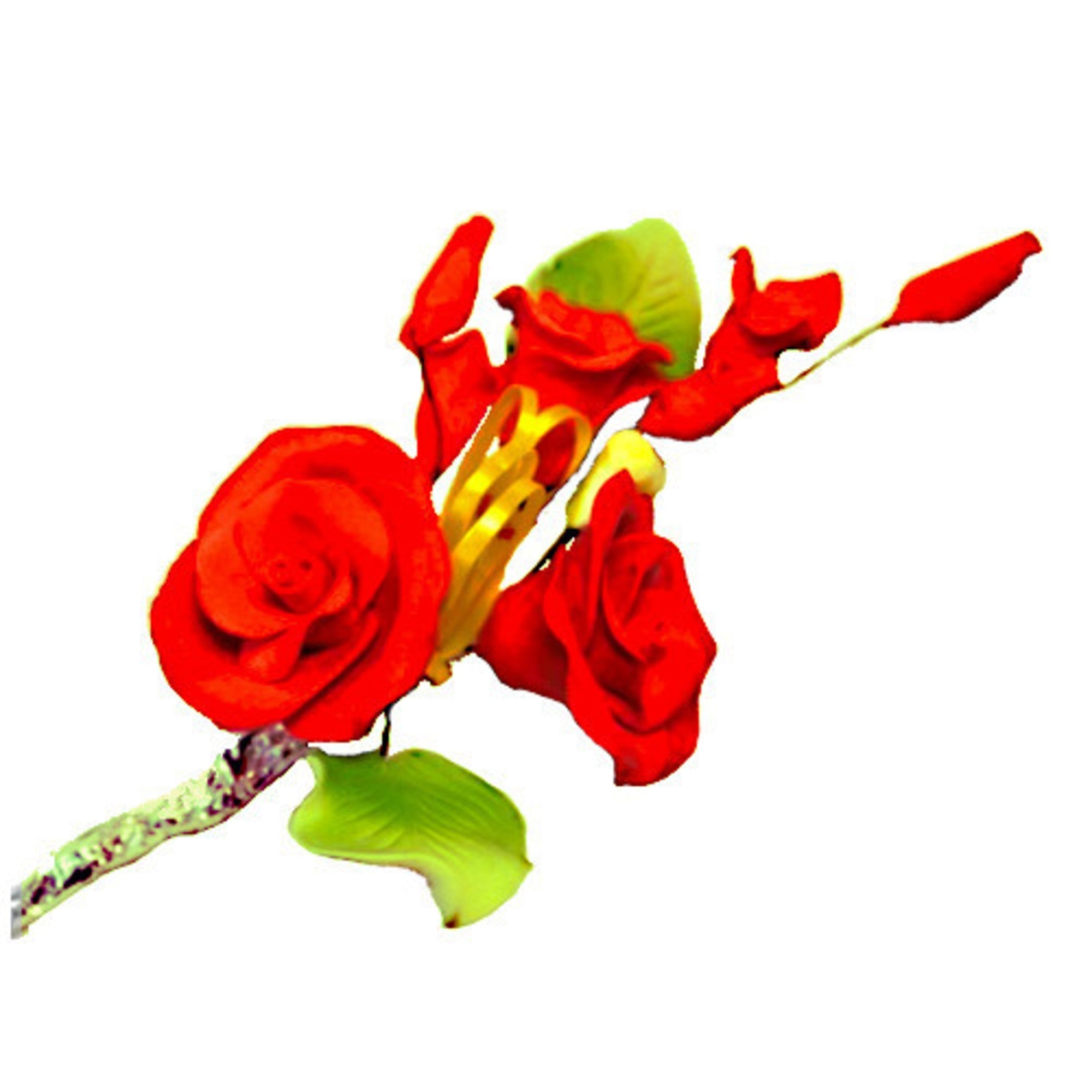 Icing Tea Rose Spray, Red 120mm, (Box of 3) - Cafe Supply