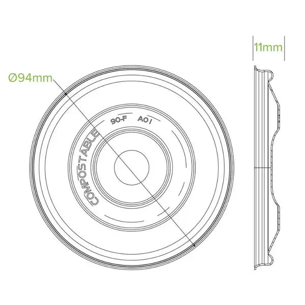 250ml / 8oz Plant Fibre Flat BioBowl Lid