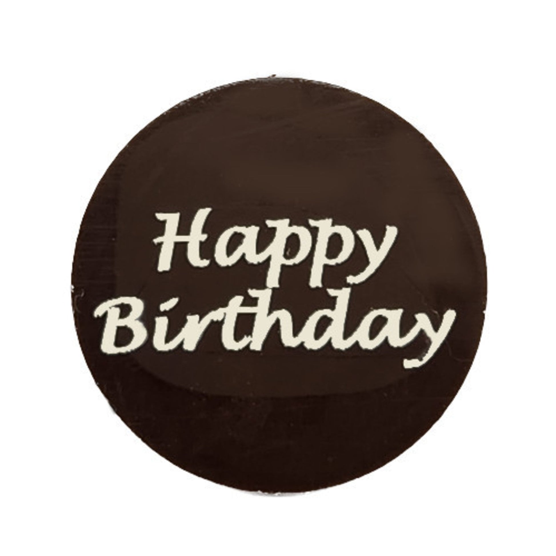 Chocolate Dark - "Happy Birthday" Round 40mm (50PK) - Cafe Supply