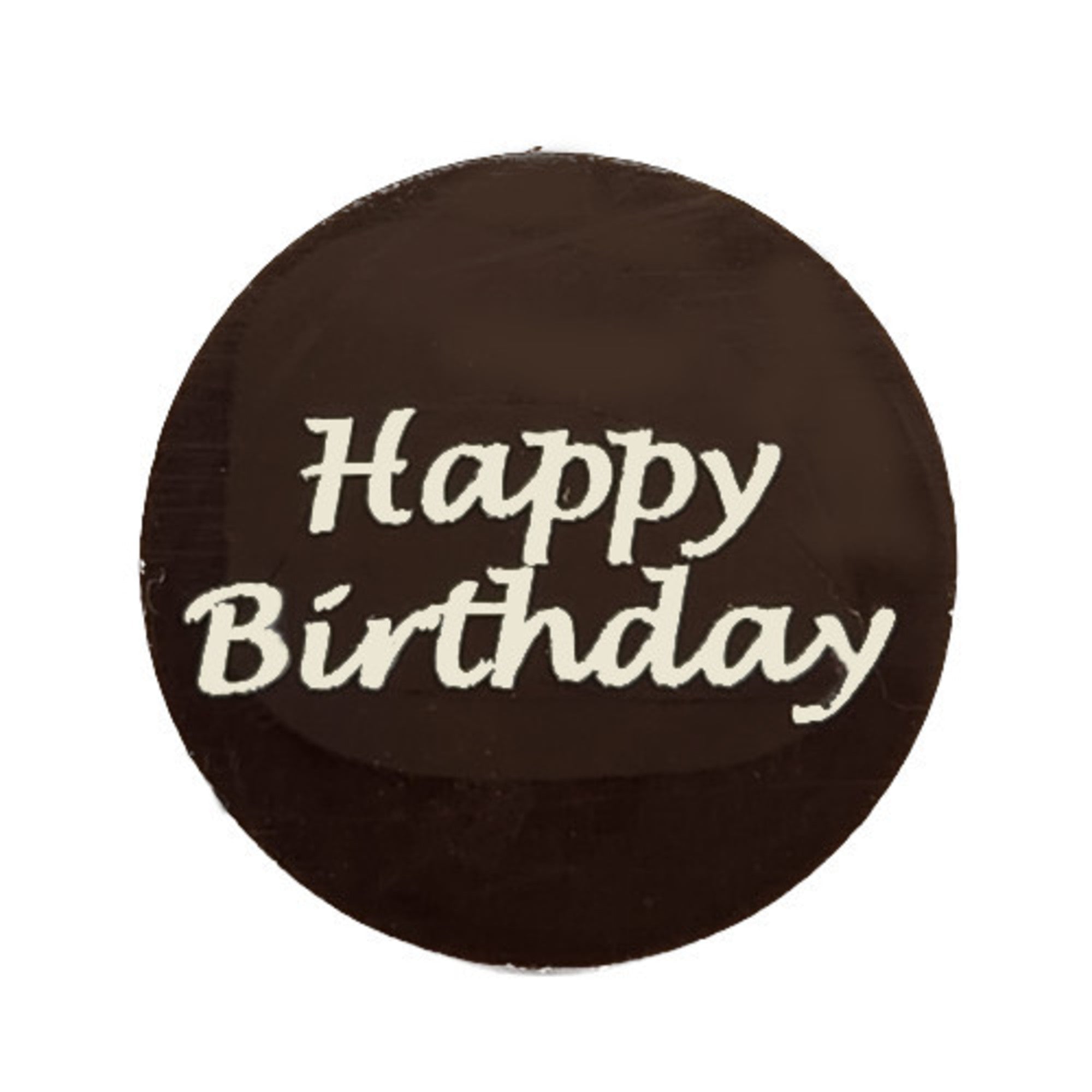 Chocolate Dark - "Happy Birthday" Round 40mm (50PK) - Cafe Supply