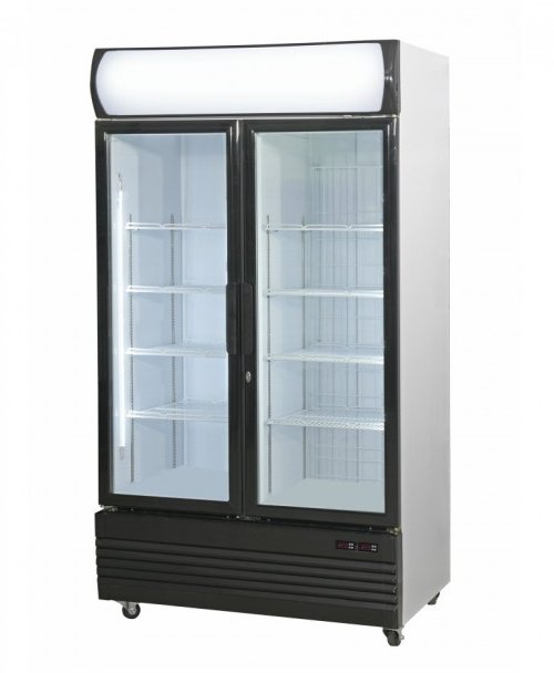 Double Door Upright Glass Door Combined Fridge & Freezer LG-1000GEF - Cafe Supply