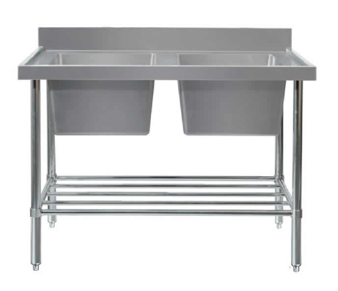 DOUBLE SINK BENCH W1800 X D600 X H900 SS2618R - Cafe Supply