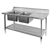 DSBD7-1800L/A Left Inlet Double Sink Dishwasher Bench - Cafe Supply