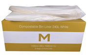 FP Compostable Bin Liner 240L - White, 1125mm x 1500mm x 30mu (150) Per Box - Cafe Supply