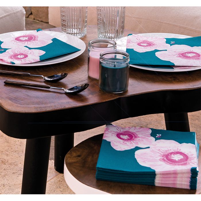 FRANCOISE PAVIOT NAPKIN ROSE TREMIERE(3) - Cafe Supply