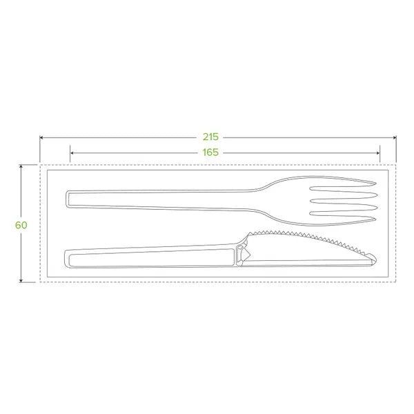 16.5cm / 6.5" PLA Knife, Fork & Napkin Set - Cafe Supply