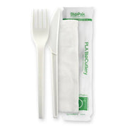 16.5cm / 6.5" PLA Knife, Fork & Napkin Set - Cafe Supply