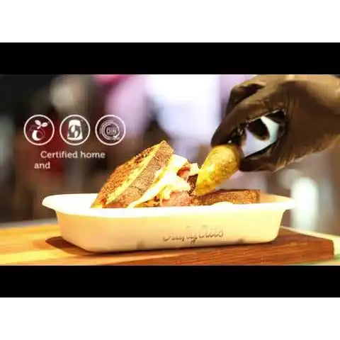 23x15x8cm / 9x6x3in 2-Compartment White Plant Fibre Clamshell