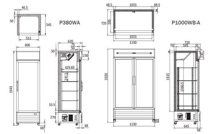 SINGLE GLASS DOOR MOUNTED FRIDGE P380WA - Cafe Supply