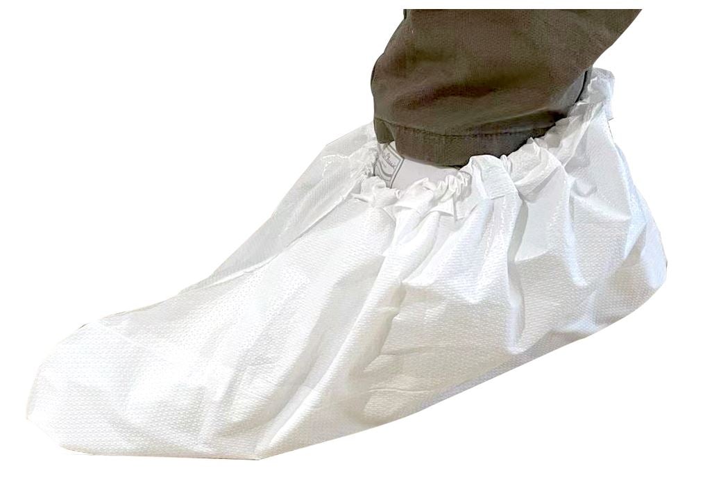 Laminated CPE Shoe Covers - White, 200mm x 400mm (300) *Double Sole* Per Box - Cafe Supply