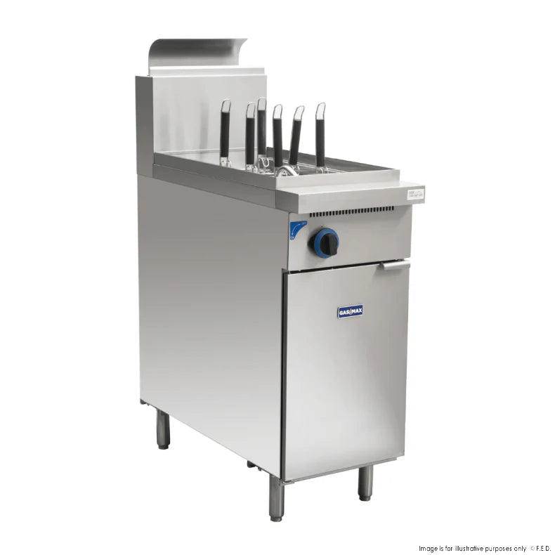 PC150-6 – V Pan Natural Gas 6 Baskets Pasta and Noodle Cooker