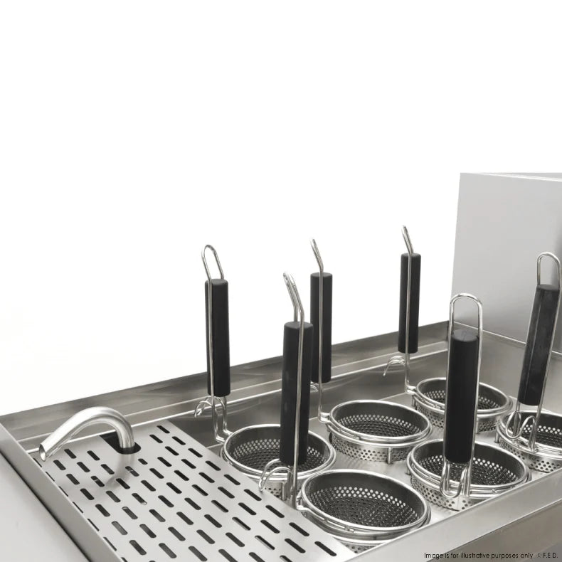 PC150-6 – V Pan Natural Gas 6 Baskets Pasta and Noodle Cooker