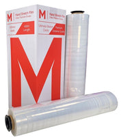 Premium Hand Stretch Film - Clear, 500mm x 400m x 12mu (4) + 4 Free End Caps Per Box - Cafe Supply