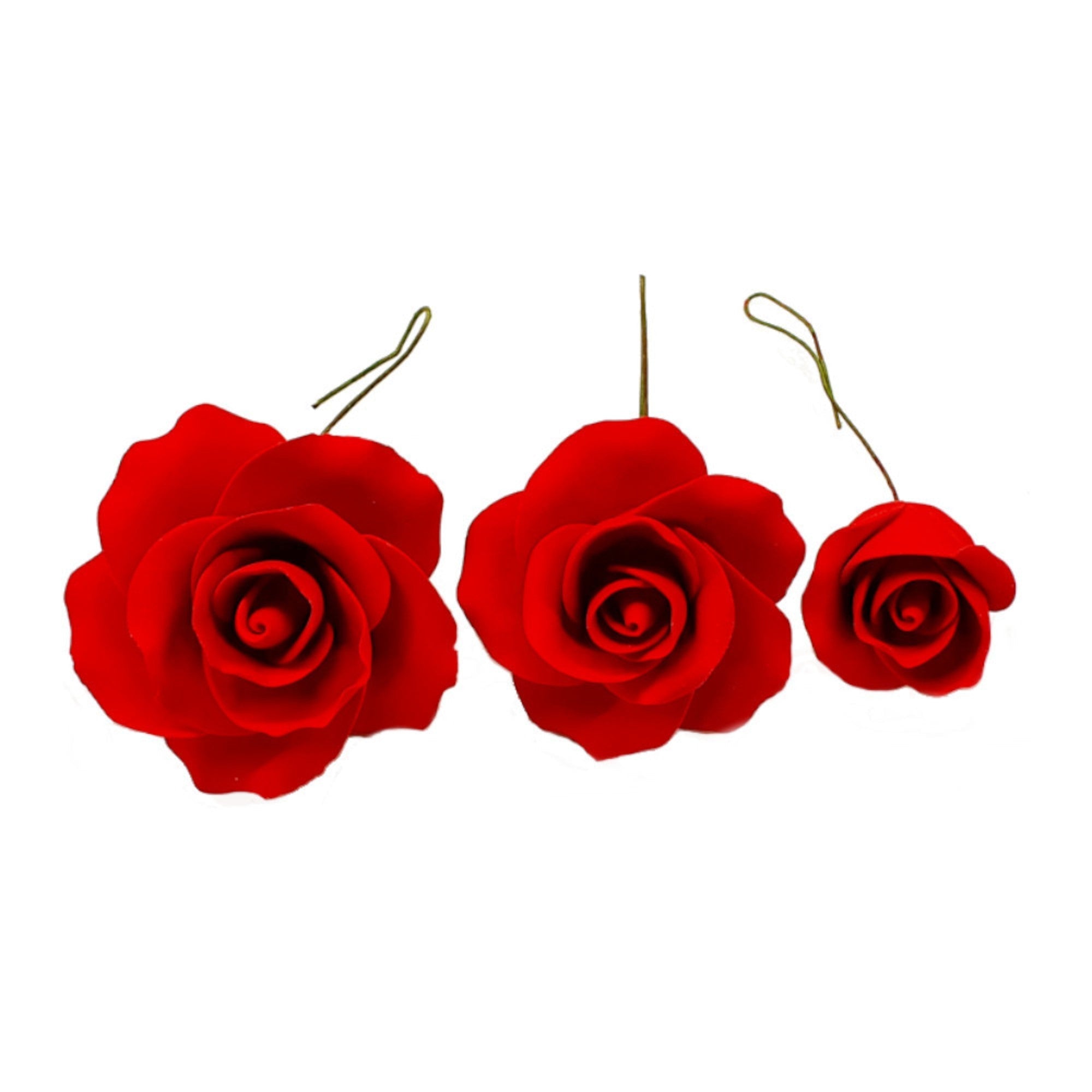Icing Red Rose Mix, 25mm. 45mm, 65mm roses (box 24) - Cafe Supply