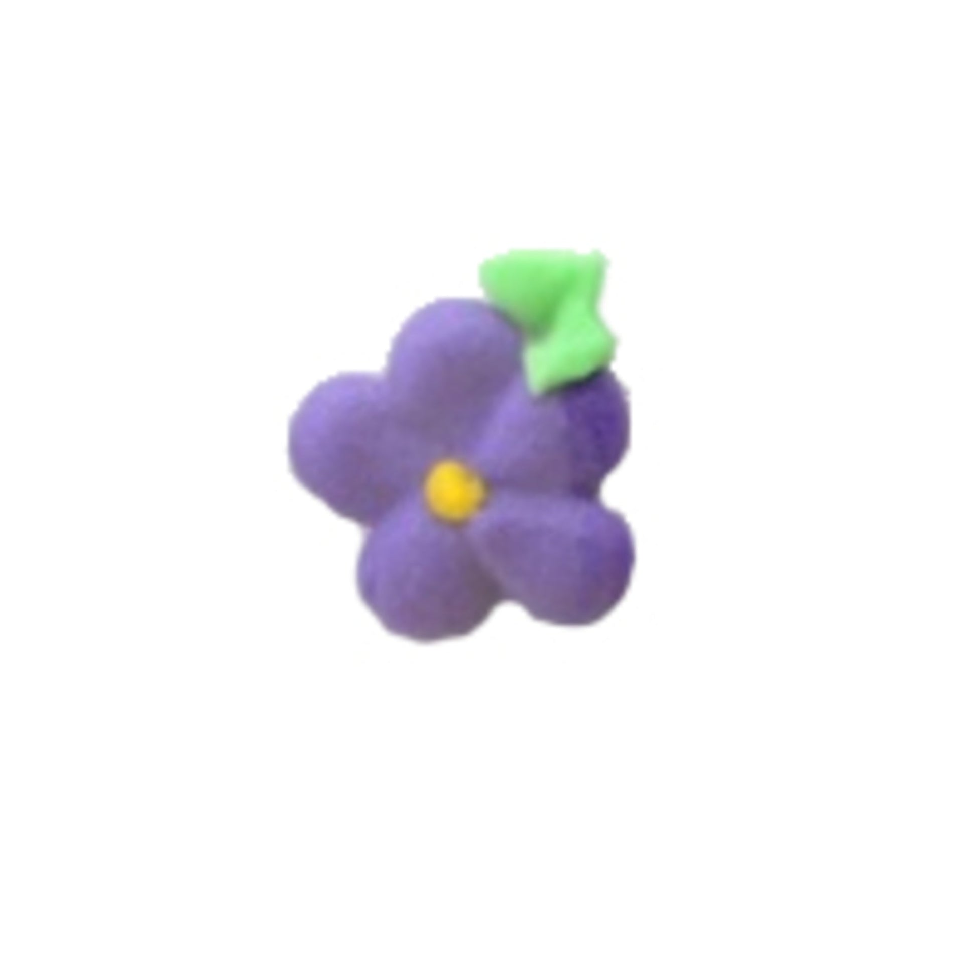 Icing Drop Flowers Purple with leaf 19mm (Packet of 24) - Cafe Supply