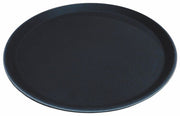 SERVING TRAY BLACK NON-SLIP- 350MM ROUND - Cafe Supply