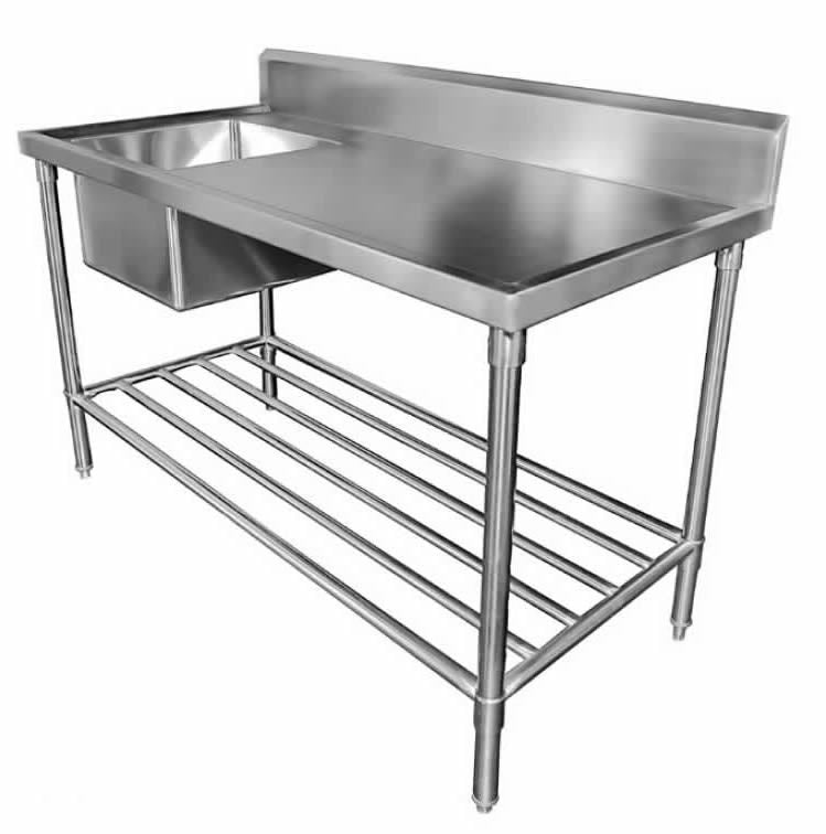 SINK BENCH WITH SPLASHBACK W1800 X D600 X H900 SS1618L - Cafe Supply