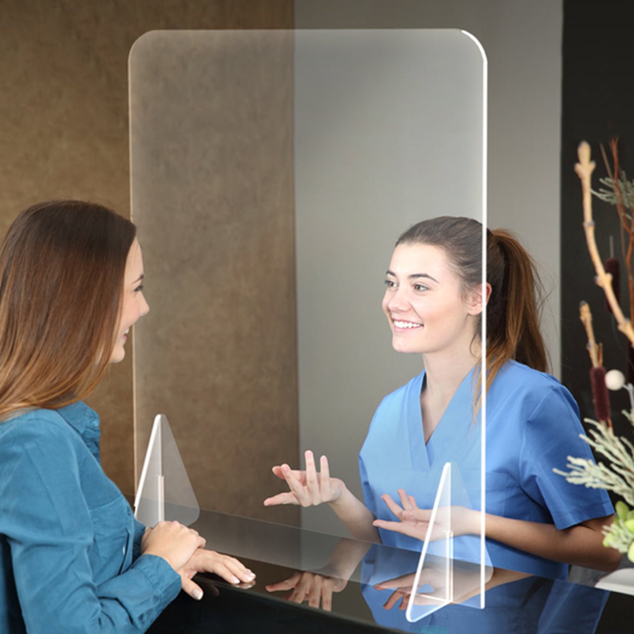 Sneeze Guard Desk & Counters, Acrylic W/Base 6mm Thick - 600mm X 800mm - Cafe Supply