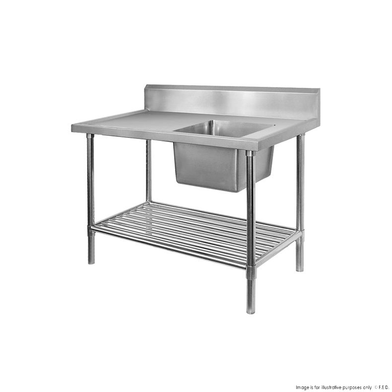 SSB6-2400R/A Single Right Sink Bench with Pot Undershelf