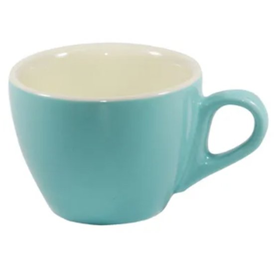 Teal/White Large Flat White Cup 220Ml - Cafe Supply