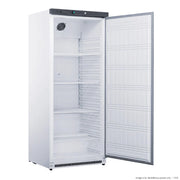 FED-X 570L stainless steel commercial solid door fridge, rear view